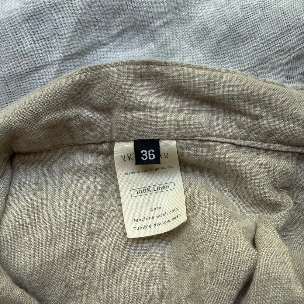 VKTRBLAK beige tan linen rope‎ belt slim tapered straight cropped pants